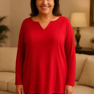 Lands’ End Pink Pleated Top Size XL​​​​